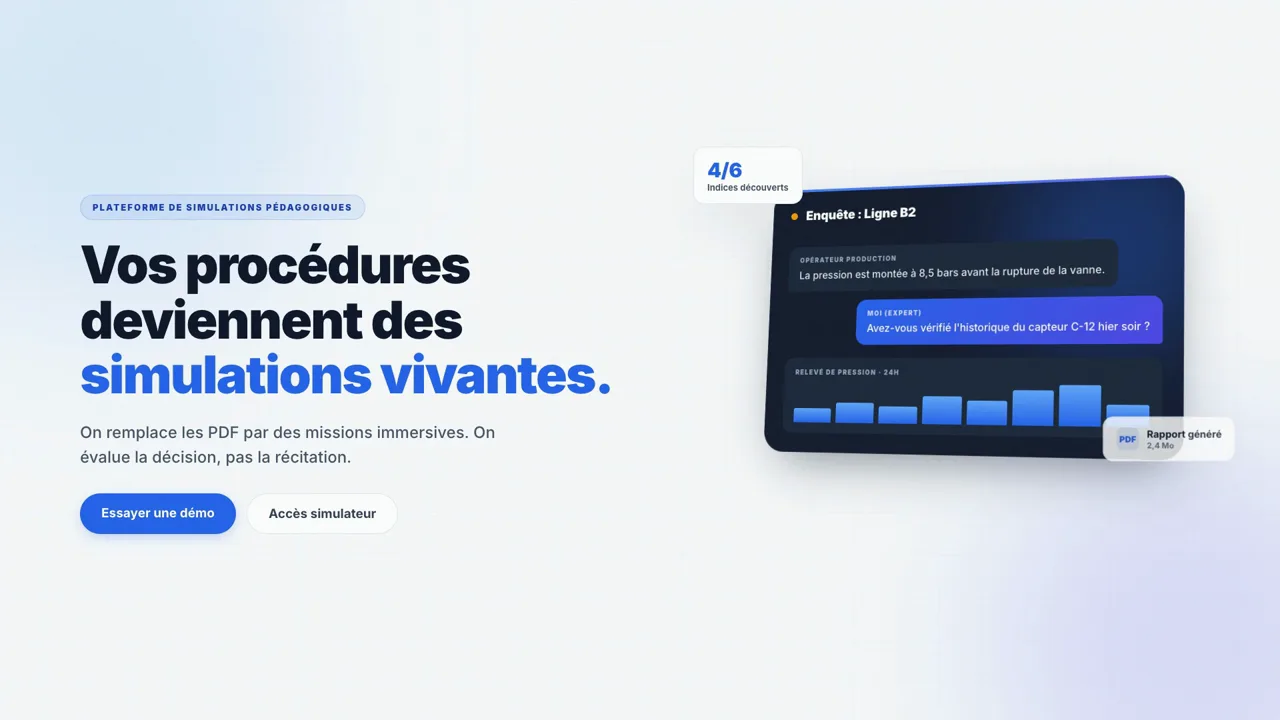 Projet QSE : présentation de la plateforme de simulations pédagogiques.